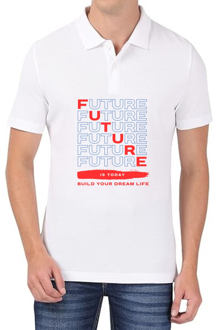 Future (RED-BLU) Polo Men White T-Shirt