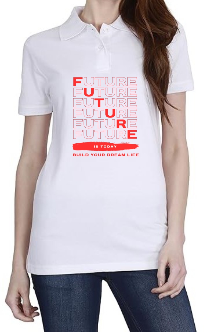 Future (RED) Polo Women White T-Shirt