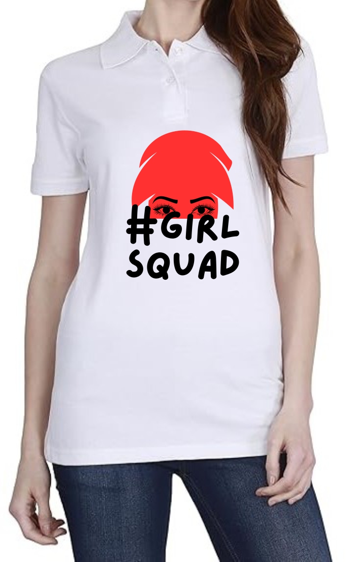 Girl Squad (RED) Polo Women White T-Shirt