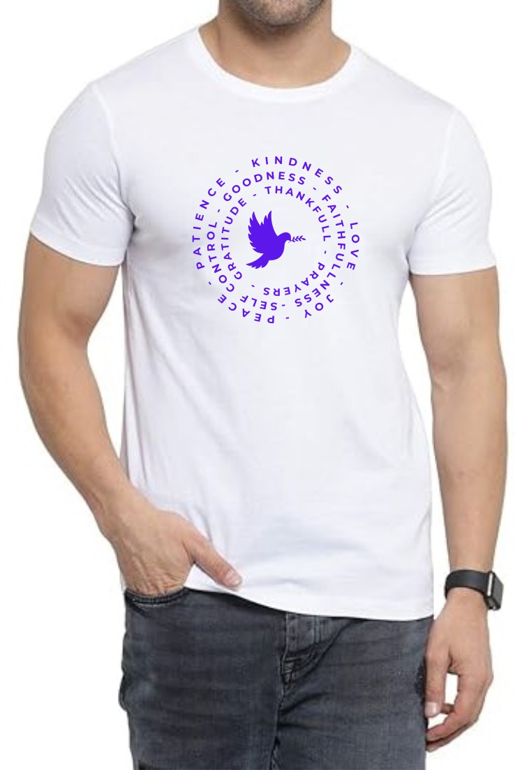 Goodness (BLU) Round Neck Men White T-Shirt