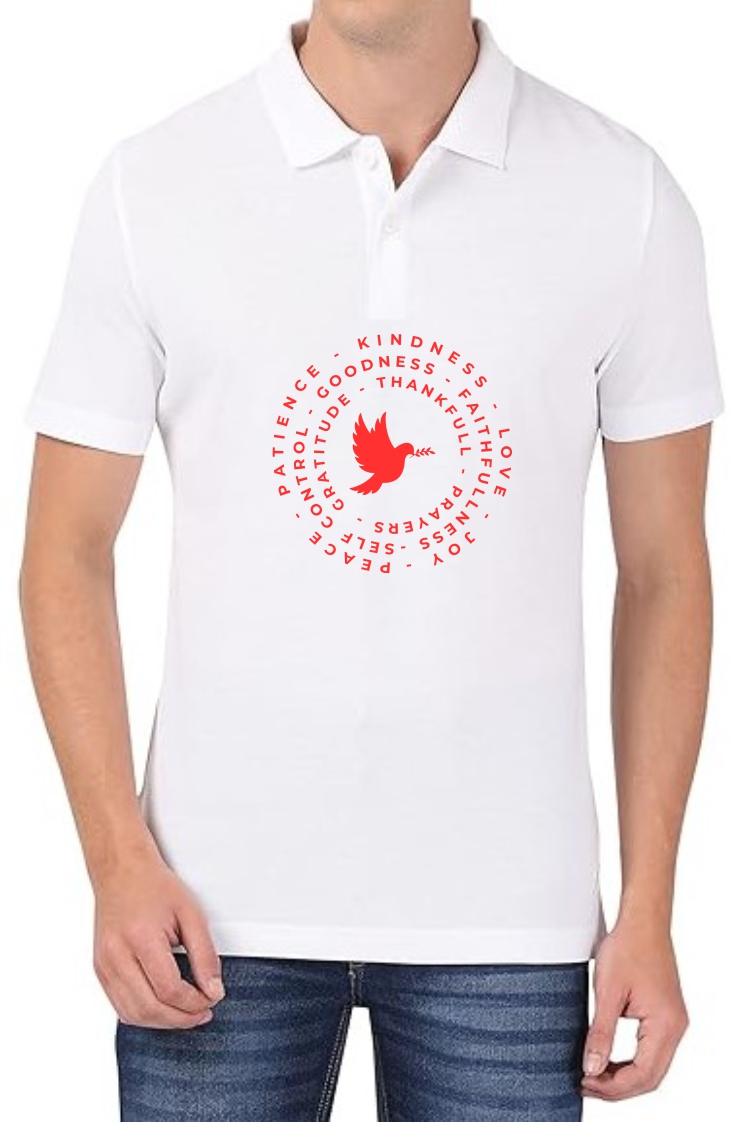 Goodness (RED) Polo Men White T-Shirt
