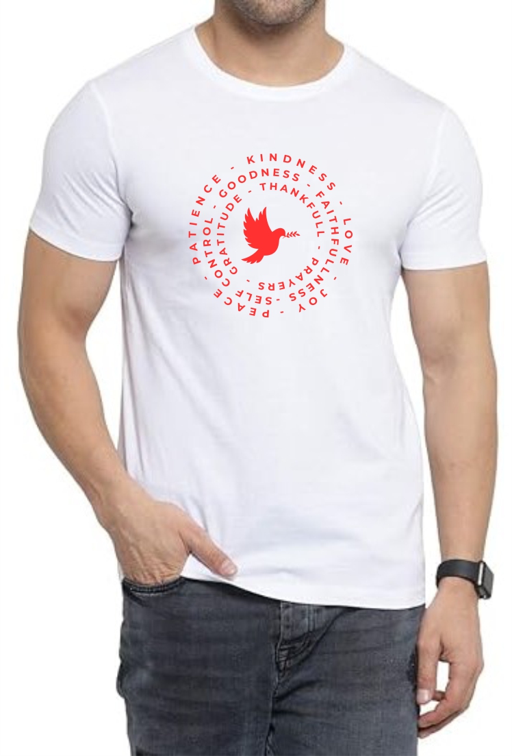 Goodness (RED) Round Neck Men White T-Shirt