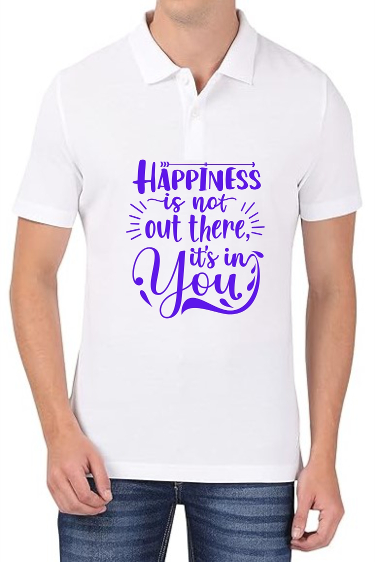 Happiness (BLU) Polo Men White T-Shirt