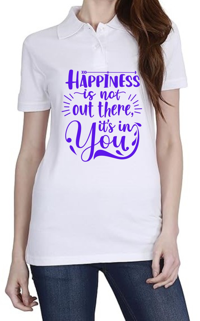 Happiness (BLU) Polo Women White T-Shirt