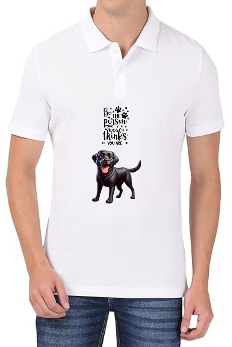 Happy Dog Polo Men White T-Shirt