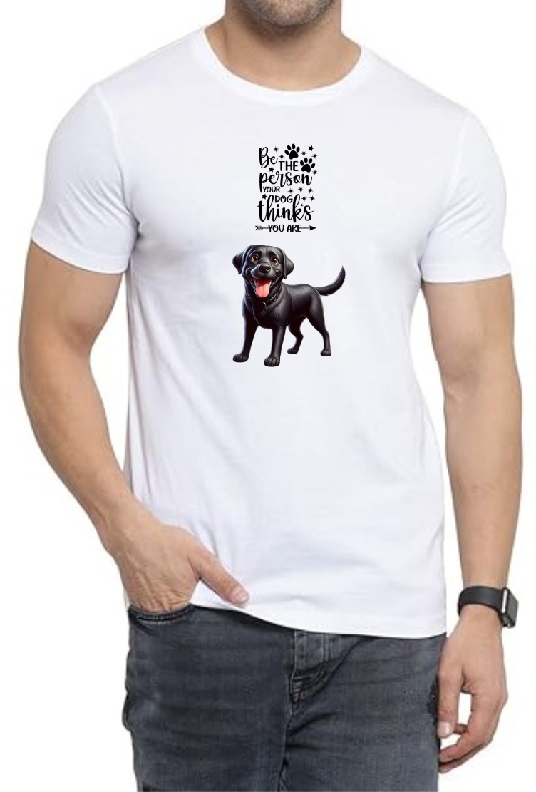 Happy Dog Round Neck Men White T-Shirt
