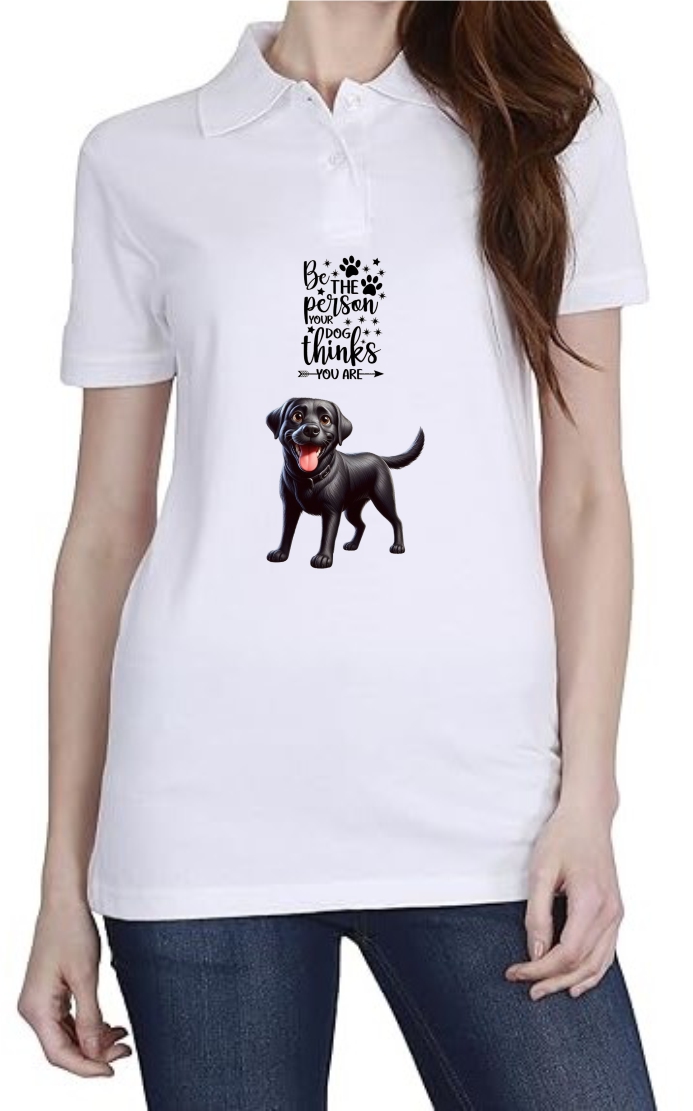 Happy Dog Polo Women White T-Shirt