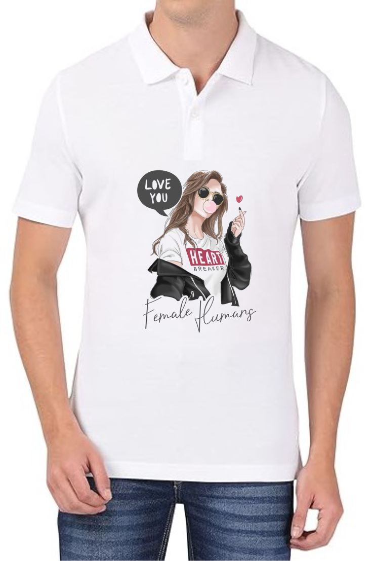 Heart Breaker Polo Men White T-Shirt