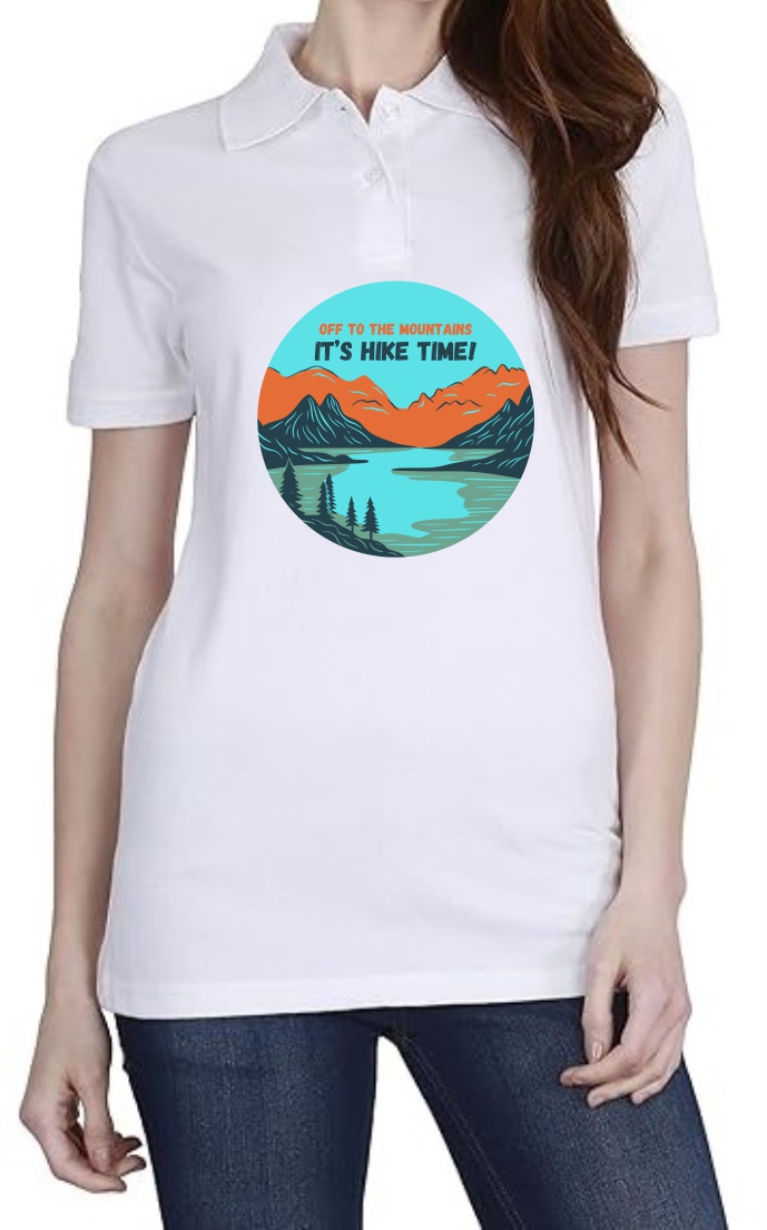 Hike Time Polo Women White T-Shirt
