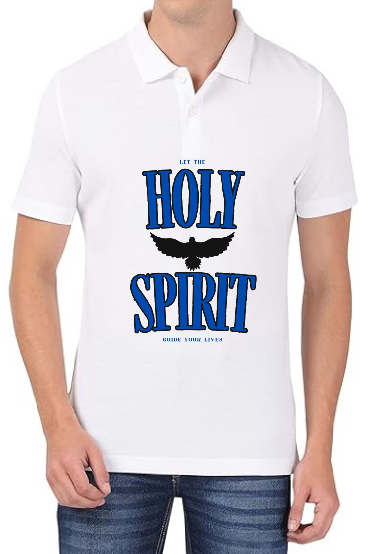 Holy Spirit (BLU) Polo Men White T-Shirt