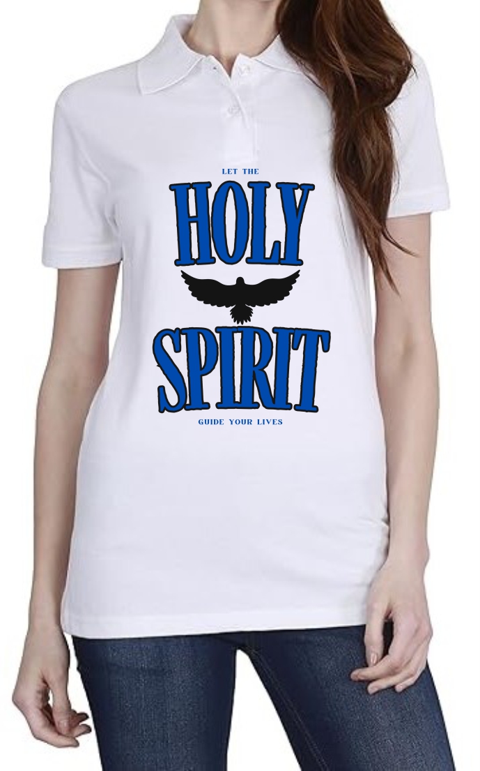 Holy Spirit (BLU) Polo Women White T-Shirt