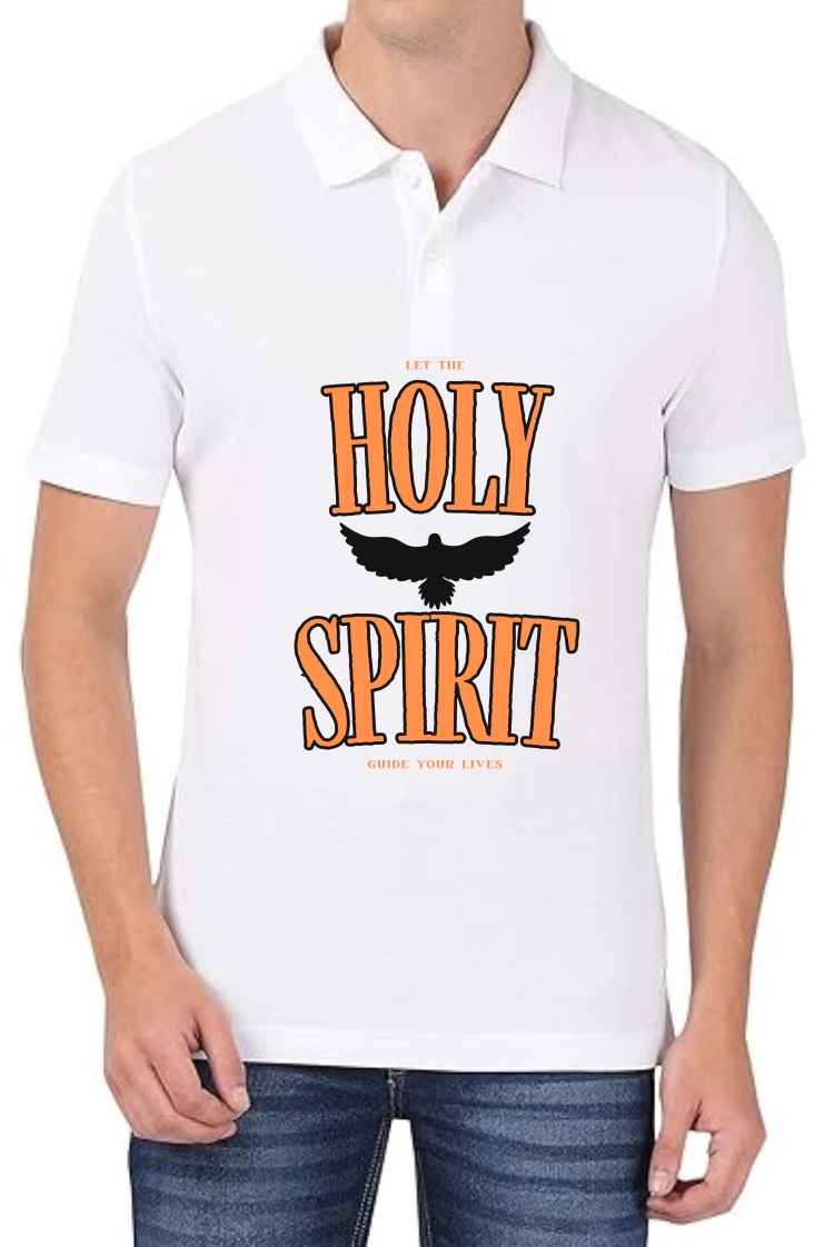 Holy Spirit (Orange) Polo Men White T-Shirt