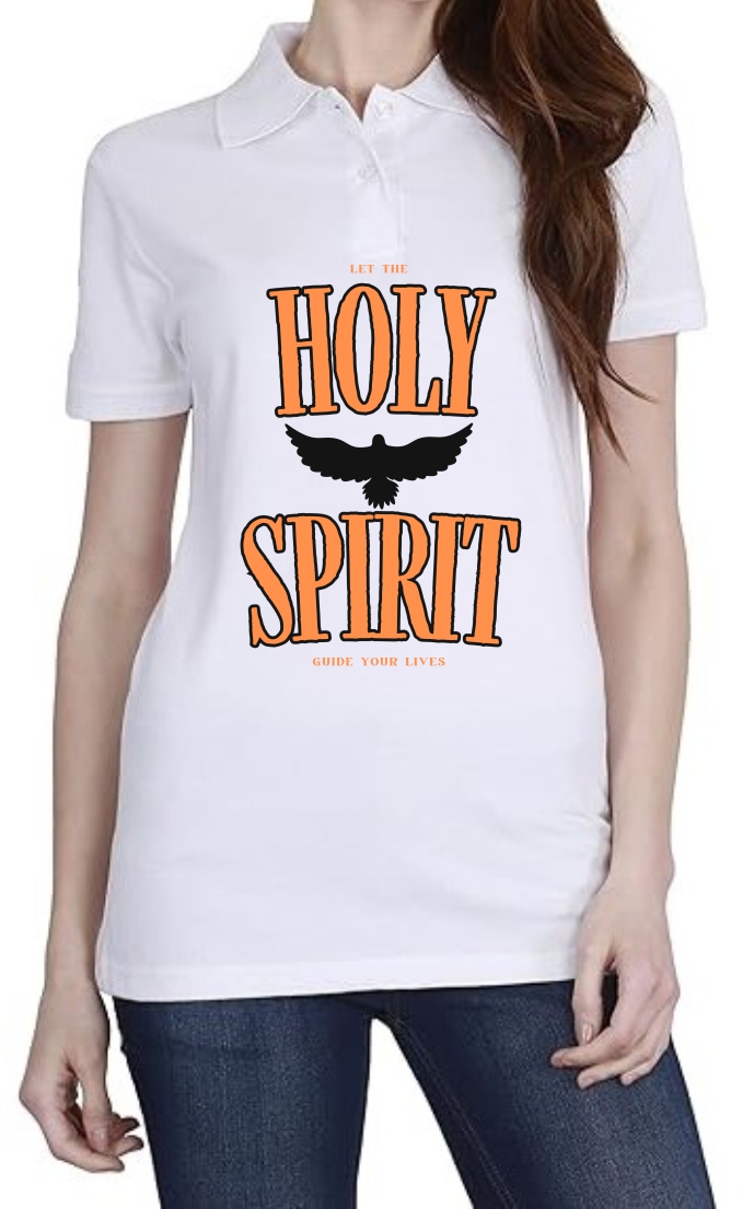 Holy Spirit (Orange) Polo Women White T-Shirt