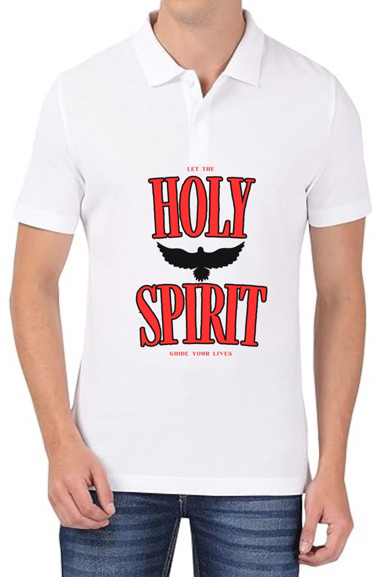 Holy Spirit (RED) Polo Men White T-Shirt