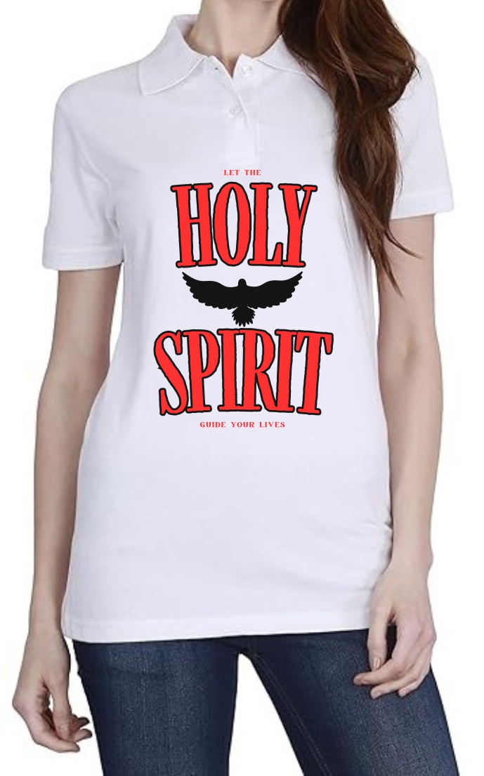 Holy Spirit (RED) Polo Women White T-Shirt