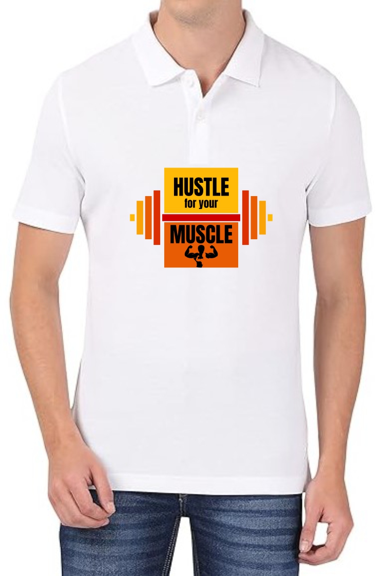 Hustle Polo Men White T-Shirt