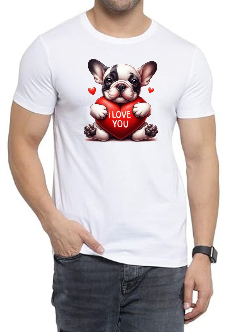 I Love You Round Neck Men White T-Shirt