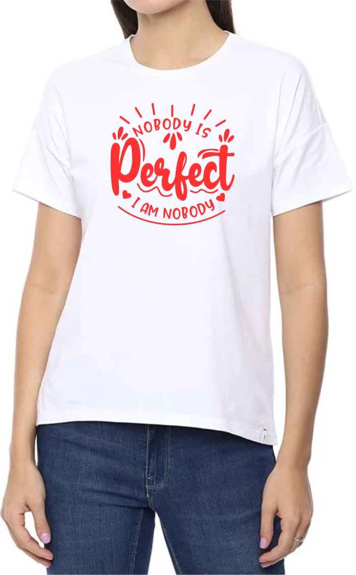 I’m Nobody (RED) Round Neck Women White T-Shirt