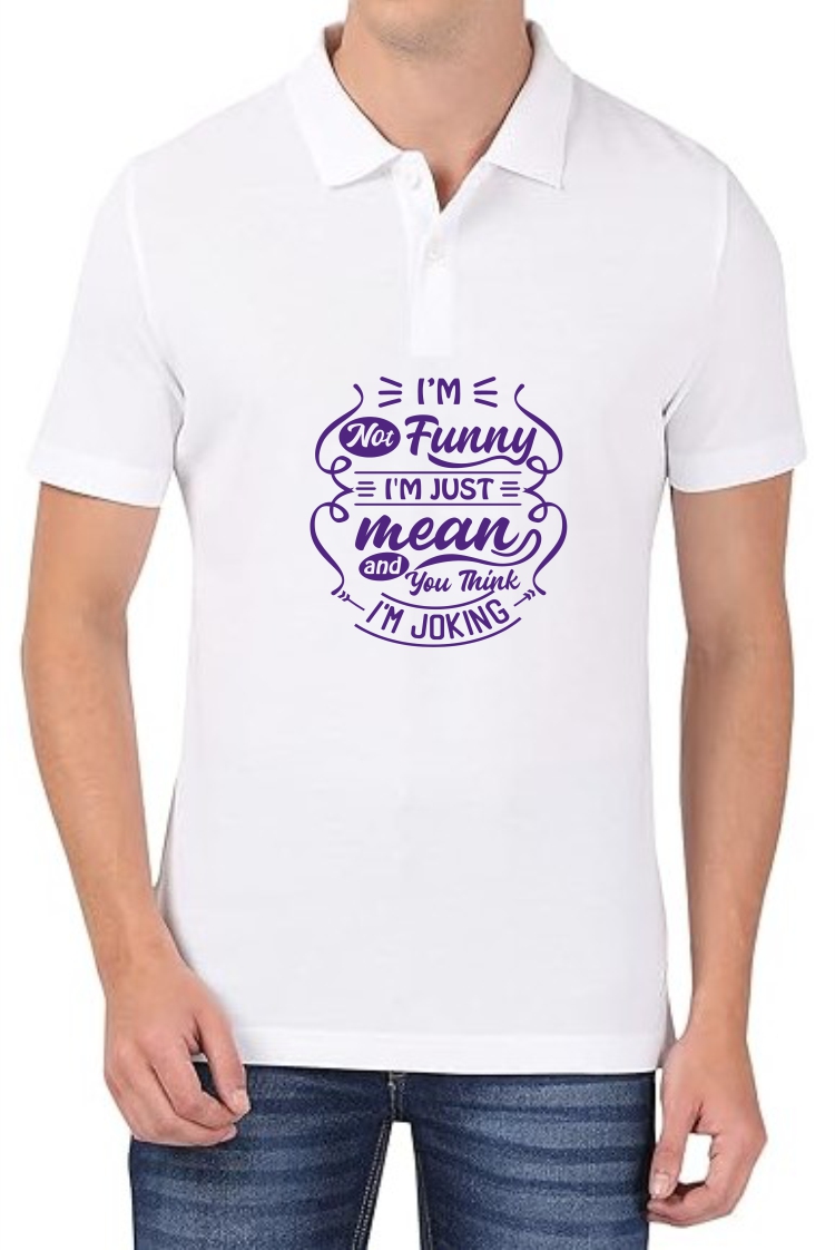 I’m just Mean (BLU) Polo Men White T-Shirt