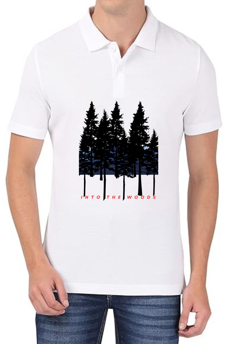 Into The Woods Polo Men White T-Shirt