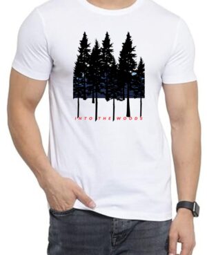 Into the woods Round Neck Men White T-Shirt