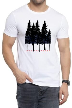 Into the woods Round Neck Men White T-Shirt