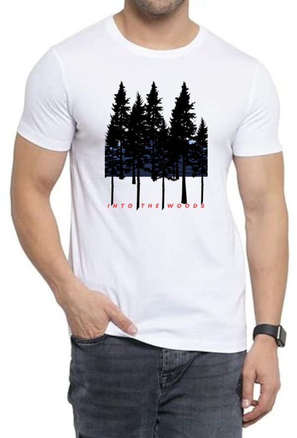Into the woods Round Neck Men White T-Shirt