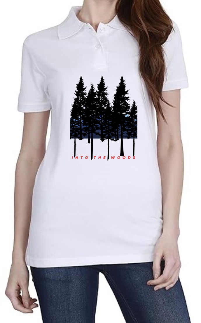 Into The Woods Polo Women White T-Shirt
