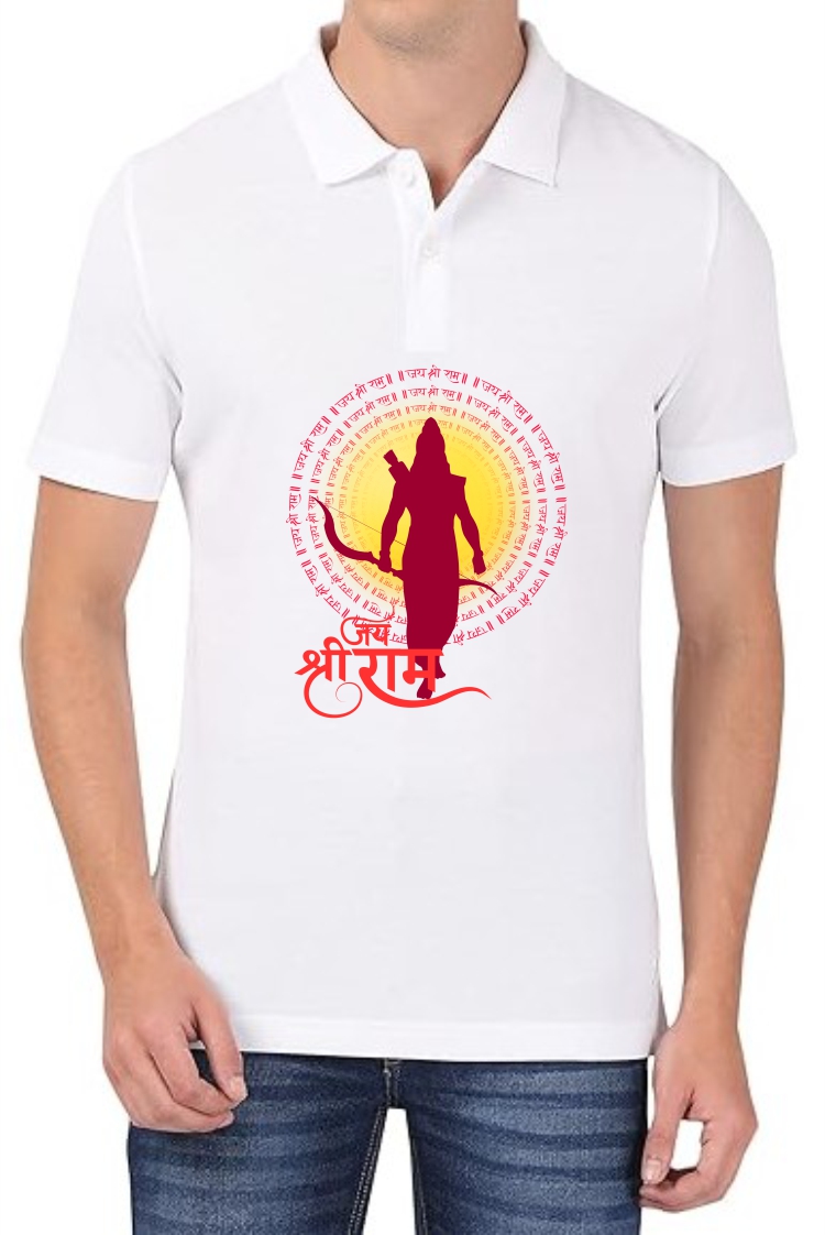 Jai Shree Ram Polo Men White T-Shirt