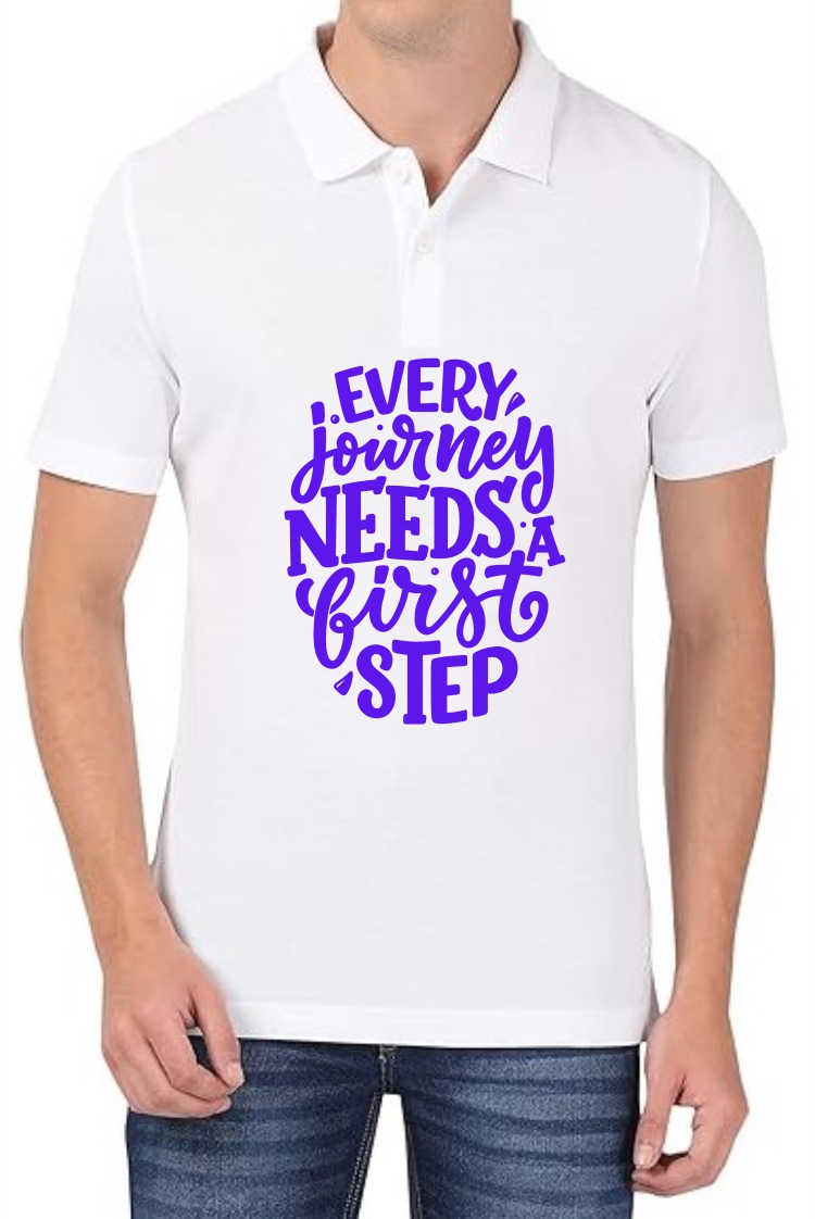 Journey (BLU) Polo Men White T-Shirt