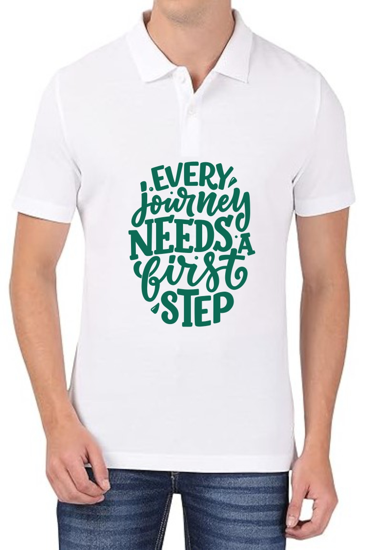 Journey (GREEN) Polo Men White T-Shirt