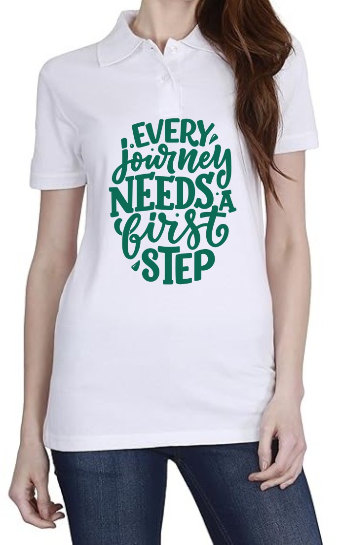 Journey (GREEN) Polo Women White T-Shirt