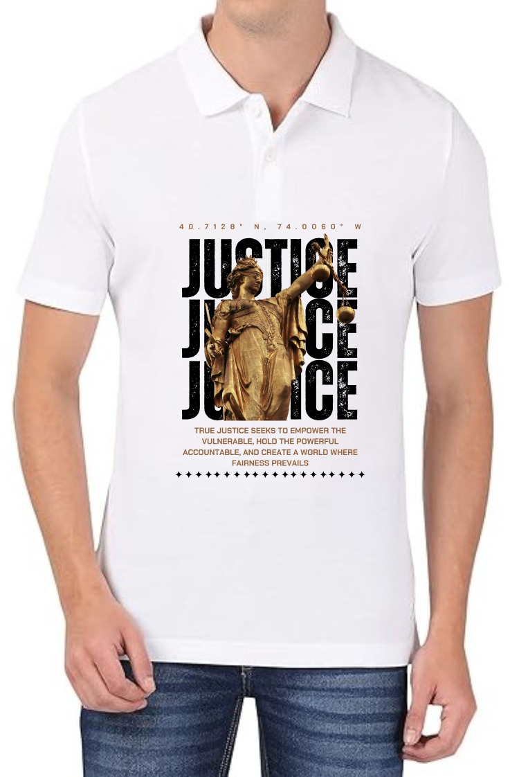 Justice (BROWN) Polo Men White T-Shirt