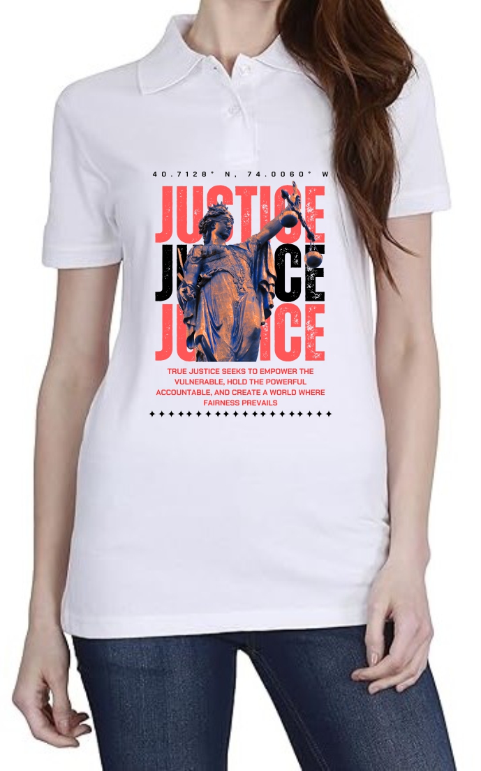 Justice (RED) Polo Women White T-Shirt