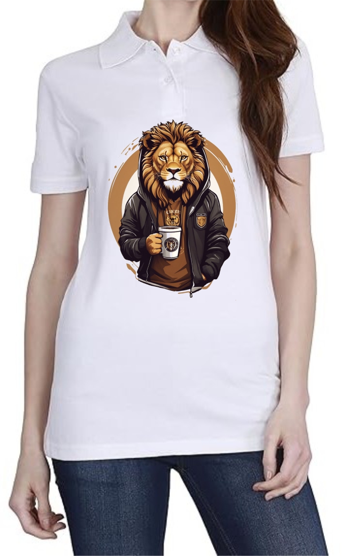 King Coffee Polo Women White T-Shirt