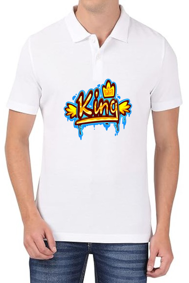 King Polo Men White T-Shirt