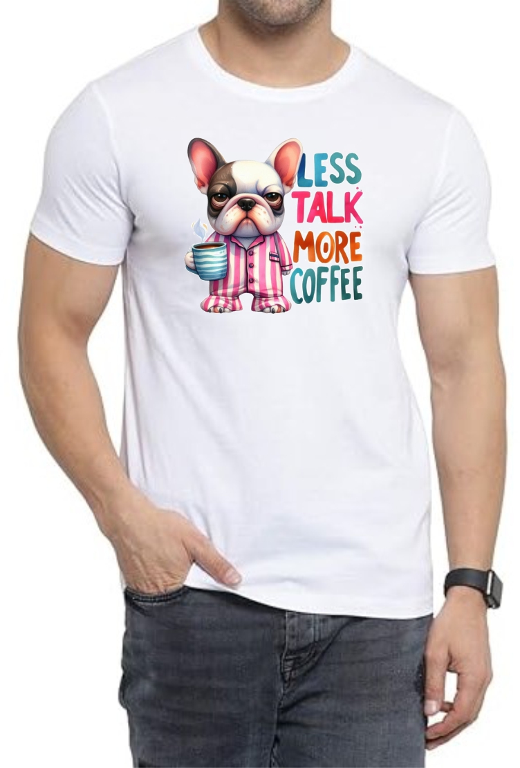Less Talk Round Neck Men White T-Shirt
