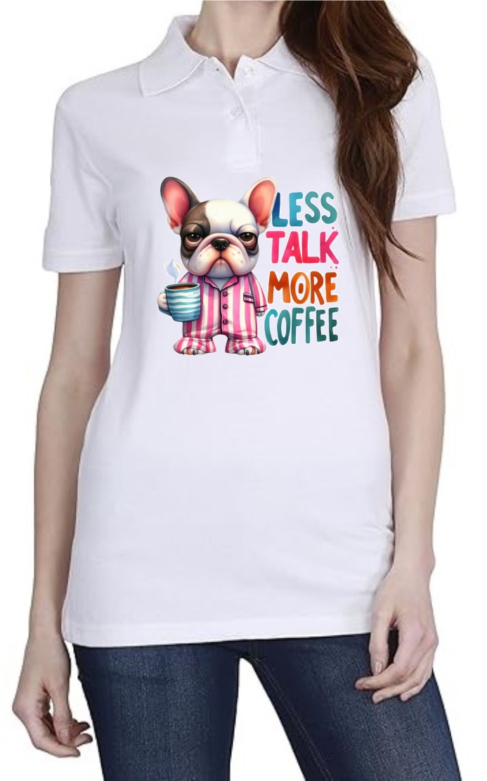 Less Talk Polo Women White T-Shirt
