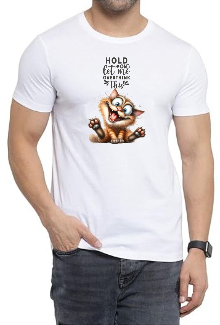 Let Me Overthink Round Neck Men White T-Shirt