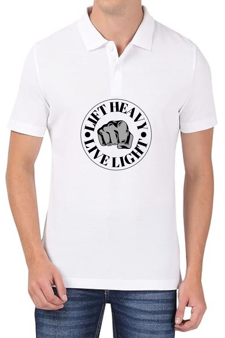 Lift Heavy (BLK) Polo Men White T-Shirt