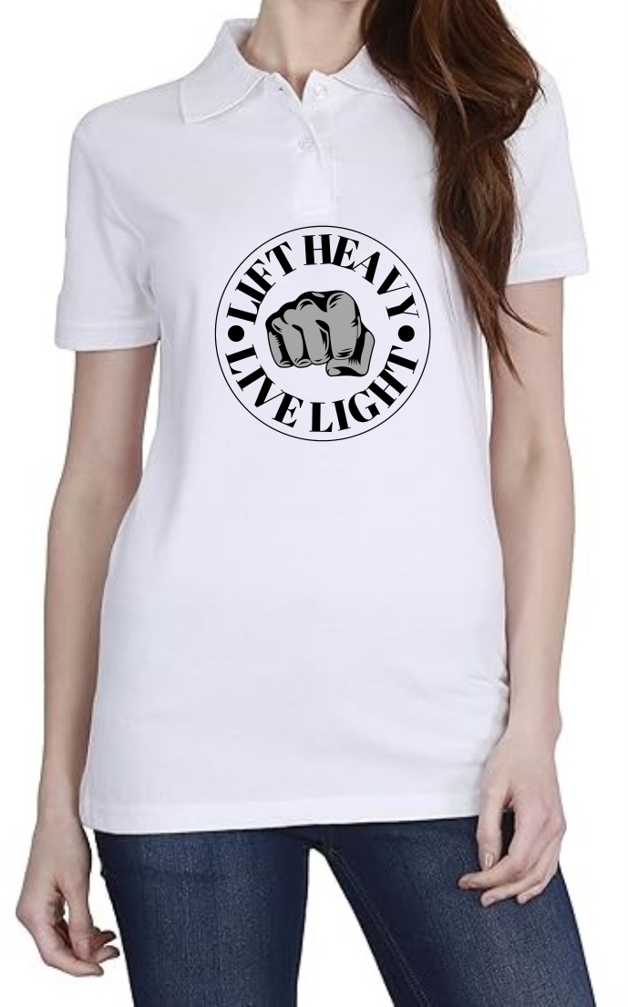 Lift Heavy (BLK) Polo Women White T-Shirt