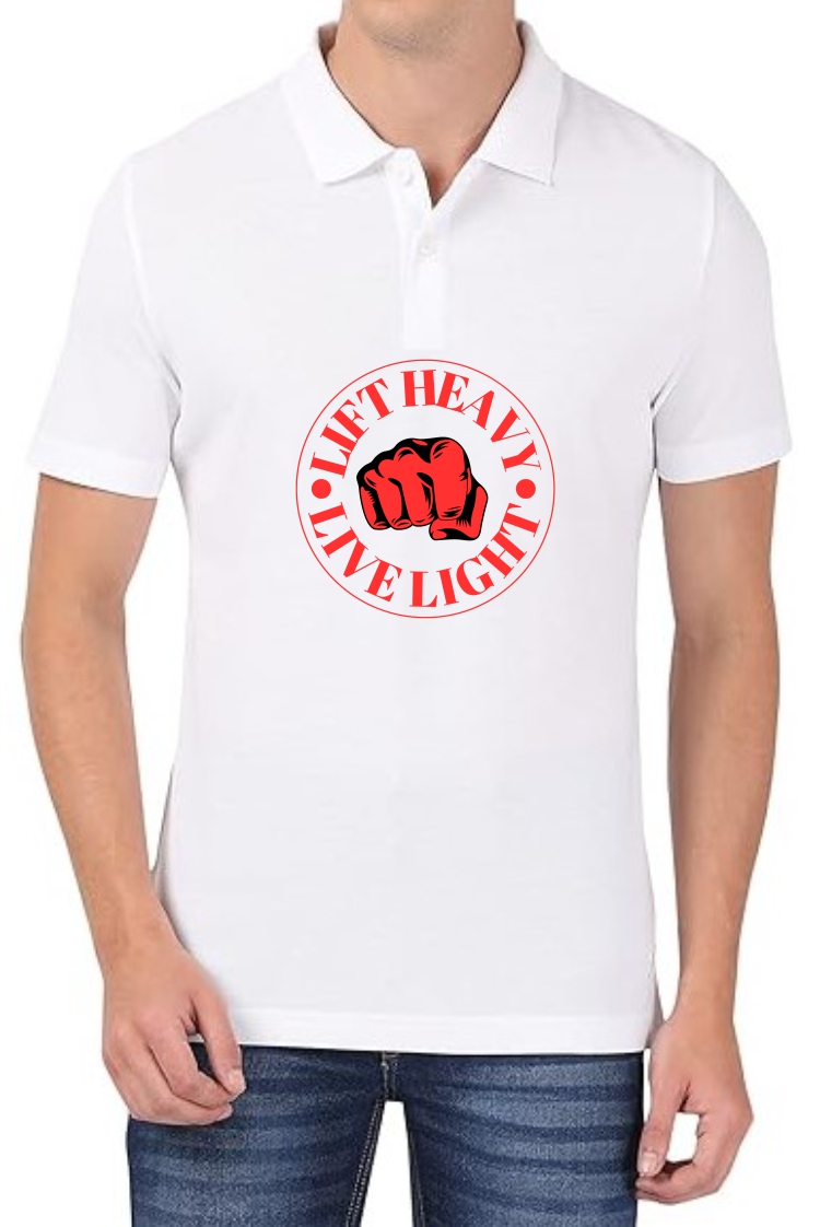 Lift Heavy (RED) Polo Men White T-Shirt