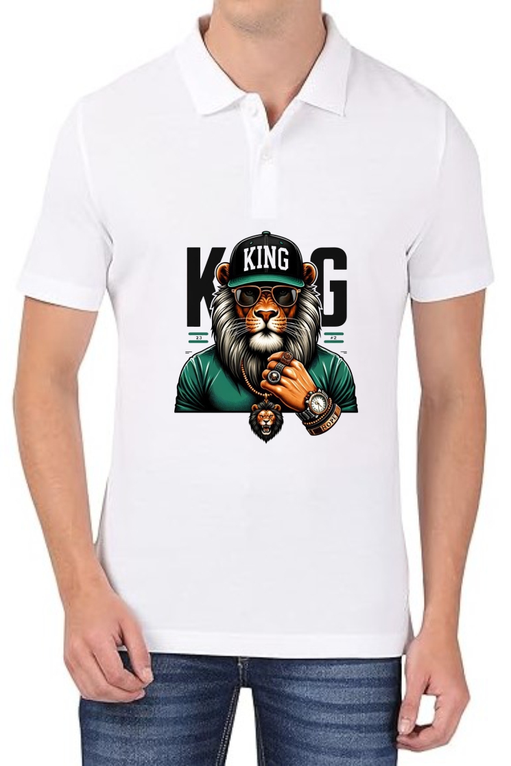 Lion King Polo Men White T-Shirt