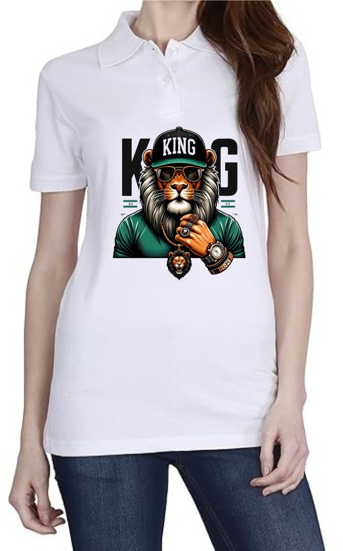 Lion King Polo Women White T-Shirt