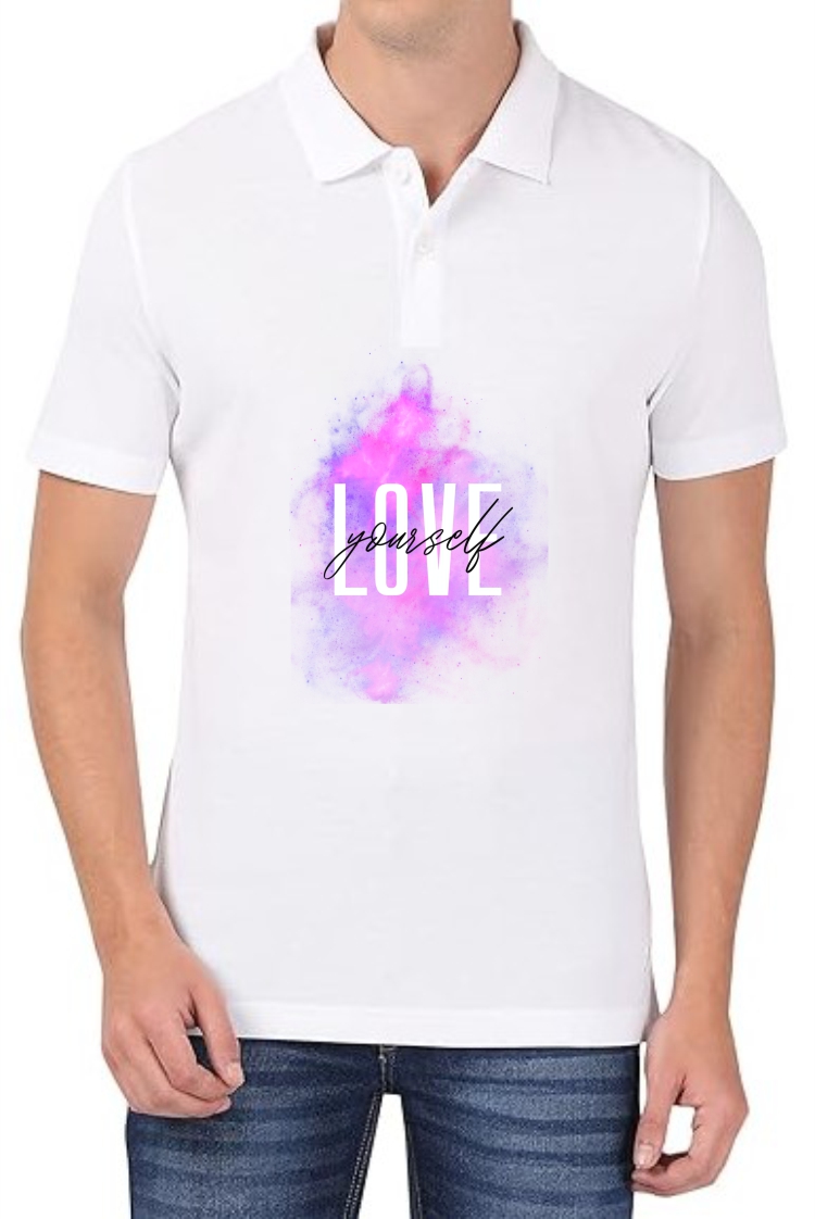 Love Yrself Polo Men White T-Shirt