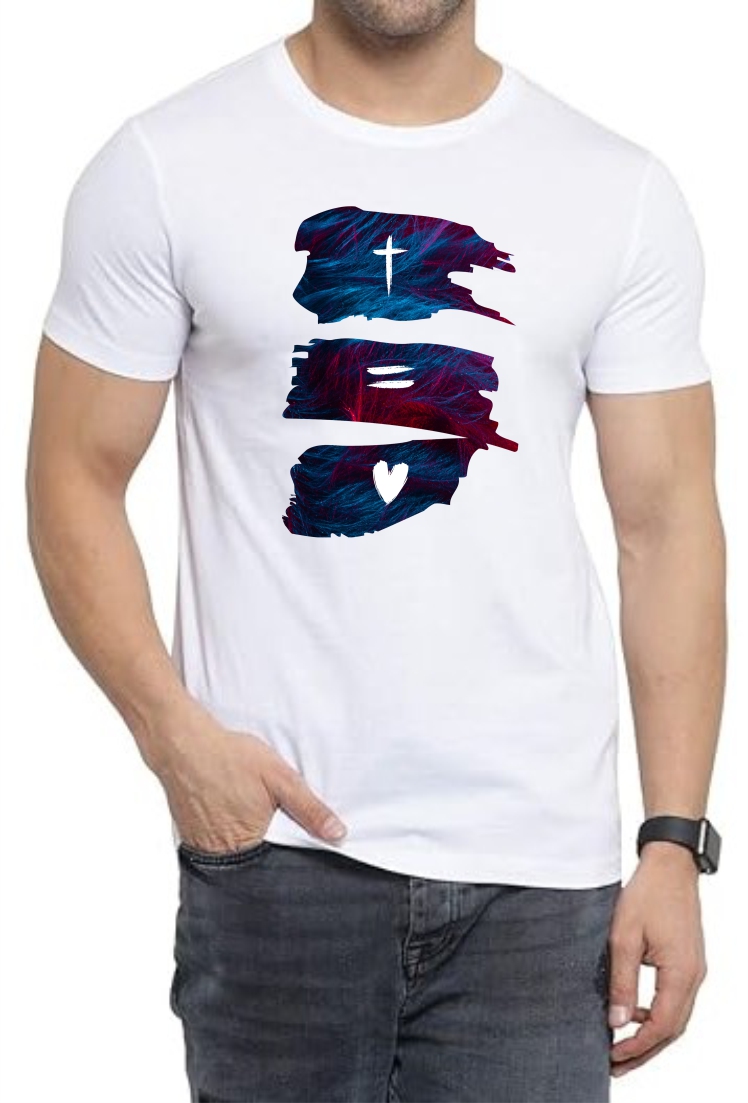 Love Round Neck Men White T-Shirt