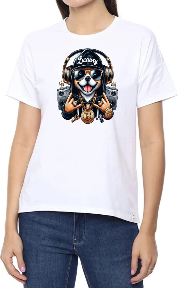 Luxury Round Neck Women White T-Shirt
