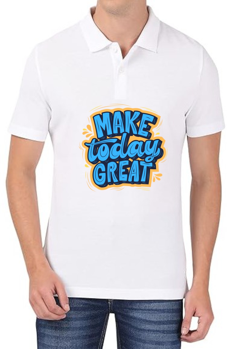 Make Today Great (BLU) Polo Men White T-Shirt