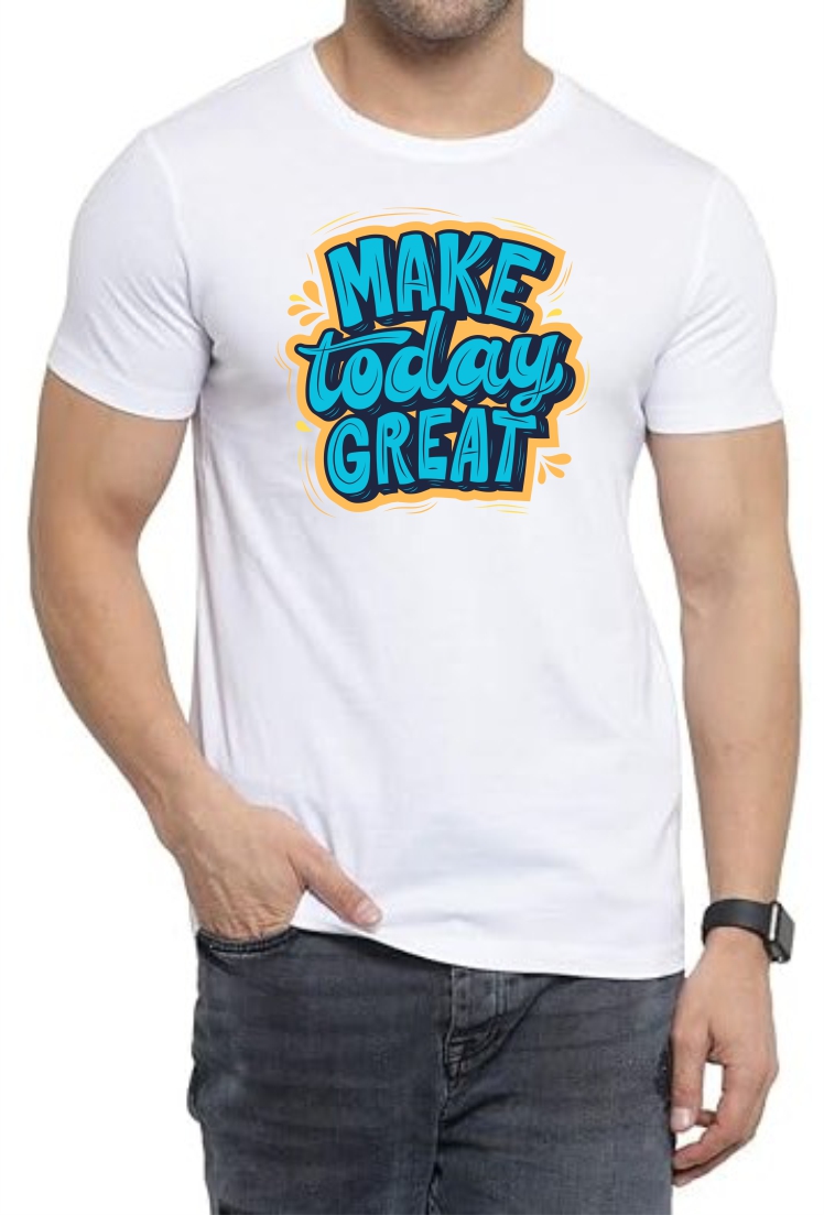 Make Today Great (GRE) Round Neck Men White T-Shirt