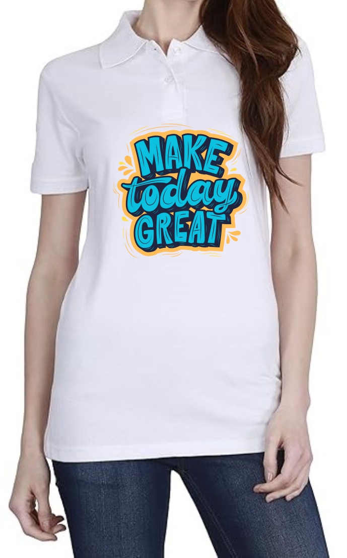 Make Today Great (GRE) Polo Women White T-Shirt